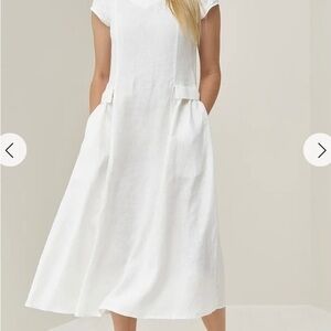 Baltic Linen Gorgeous Muted Teal MIDI Dress